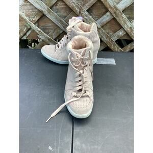 Coach Women's Pale Pink Alexis Suede Hidden Wedge Sneaker 8M